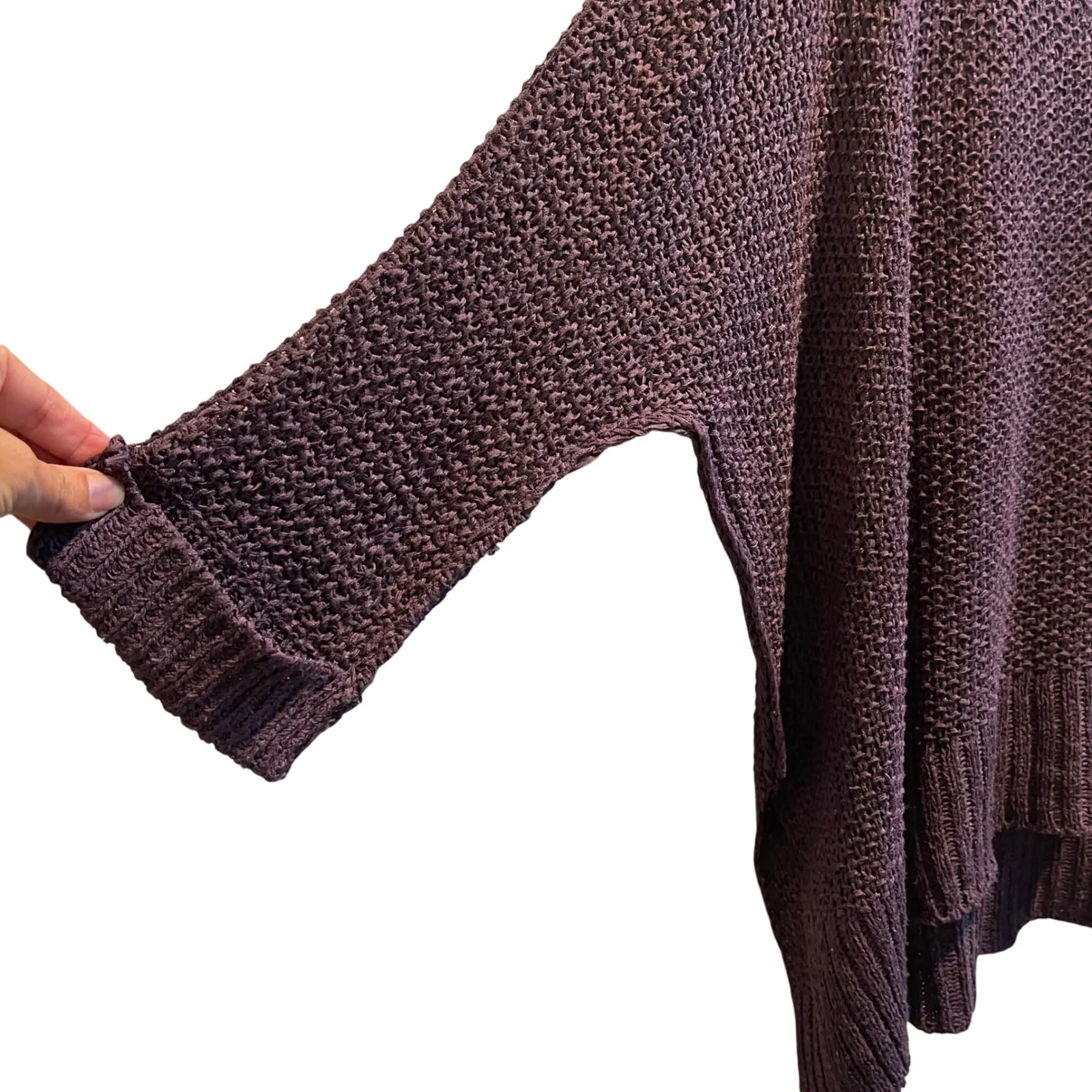 Wishlist Purple Knit V Neck Oversized Batwing Sleeve‎ Sweater Top Women's S/M - Image 4