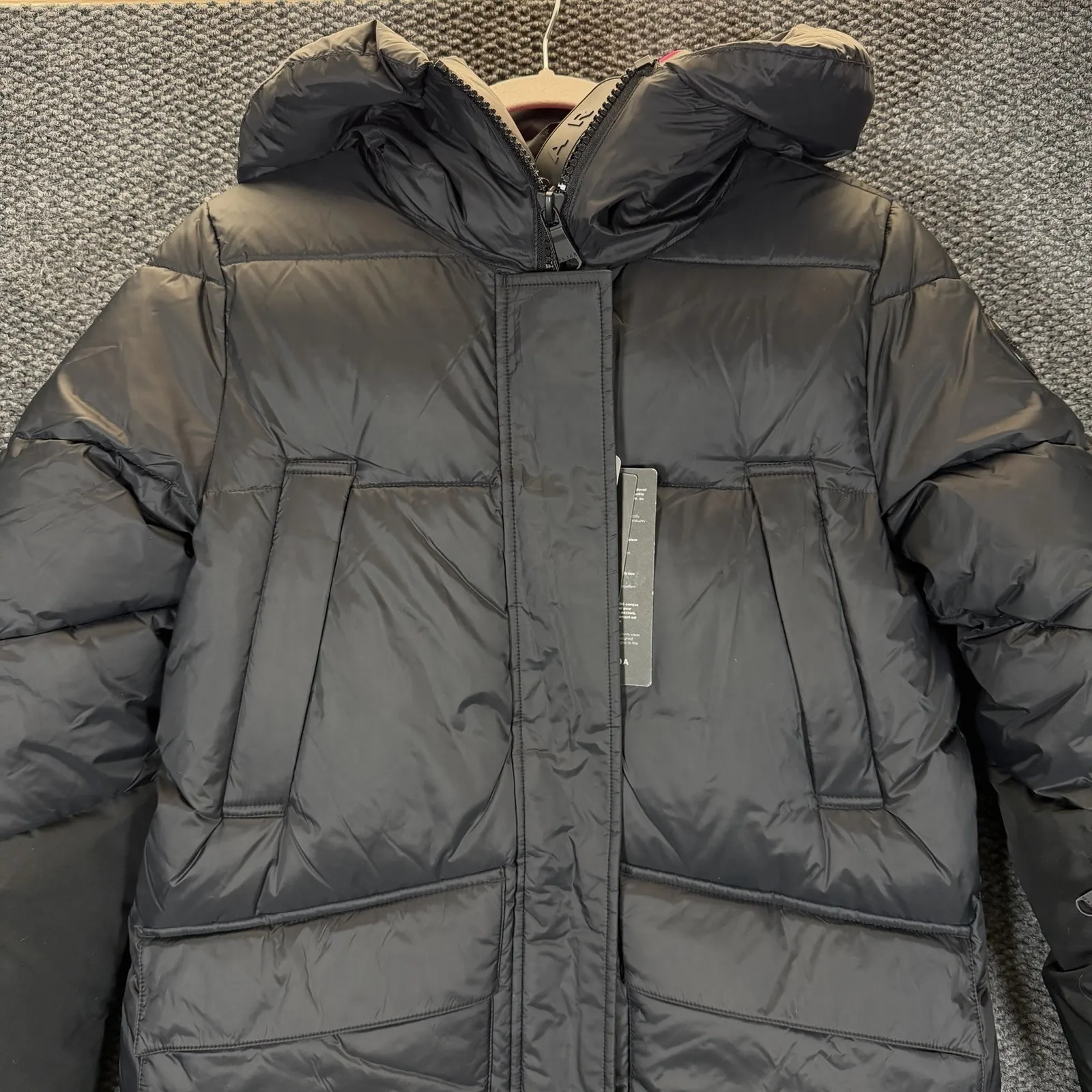 NWT PAJAR HEIRANI QUILTED PUFFER PARKA JACKET BLACK HOOD WOMENS Sz SMALL $549 - Image 2