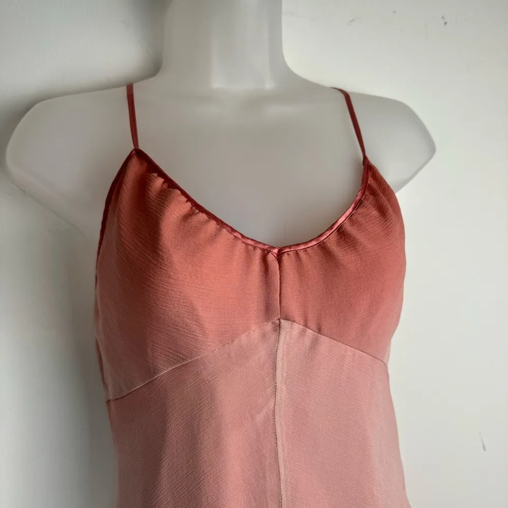 Vintage Y2K Express Sz 6 Pink Silk Ombre Slip Dress Asymmetrical Chiffon - Image 4