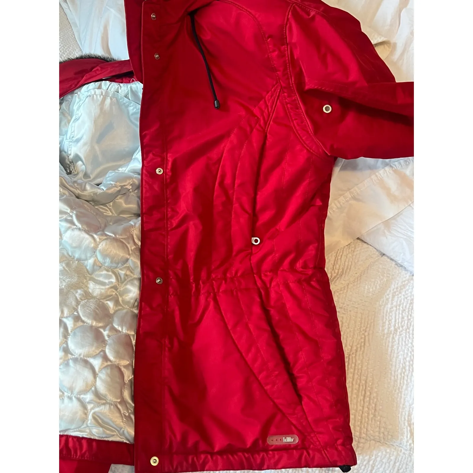 Vintage Killy Red Faux Fur Trim Hooded‎ Winter Ski Snowboard Parka Coat Jacket Size 8 - Image 10