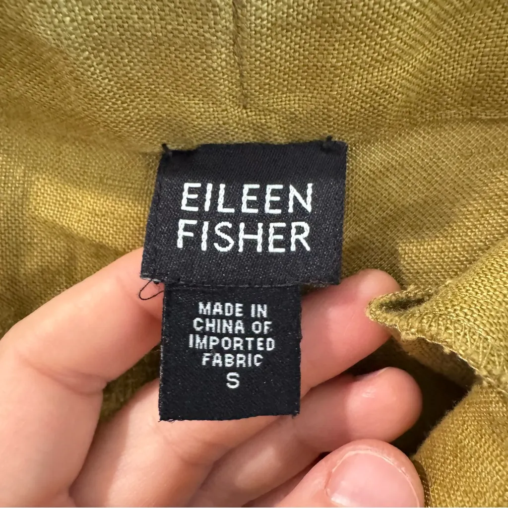 Eileen Fisher 100% Linen Adjustable Waist Olive Green Trouser Pant Small - Image 7