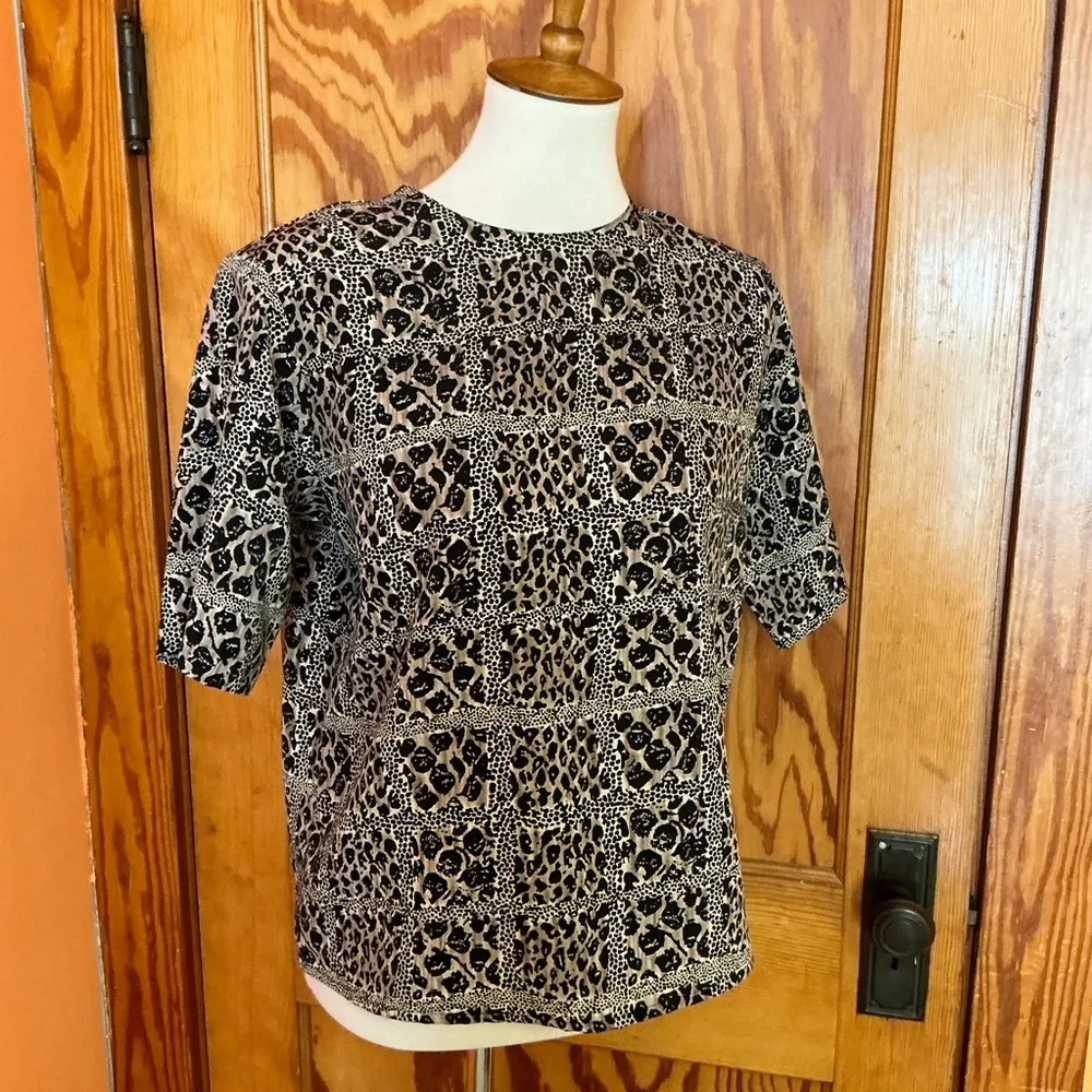 Vtg 90s cheetah patchwork print blouse Brown Size 10 - Image 8