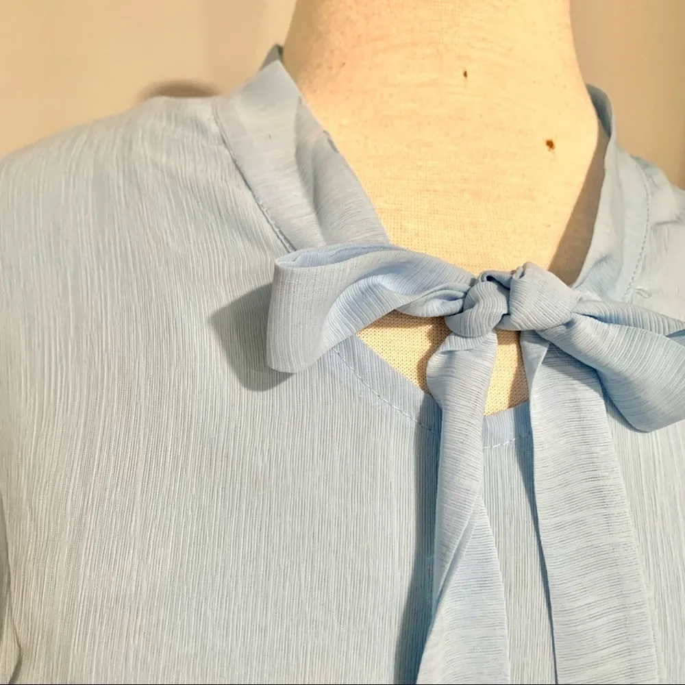 Amazon  BloggerLove Light Blue Chiffon Longsleeve Blouse Top Size M - Image 5