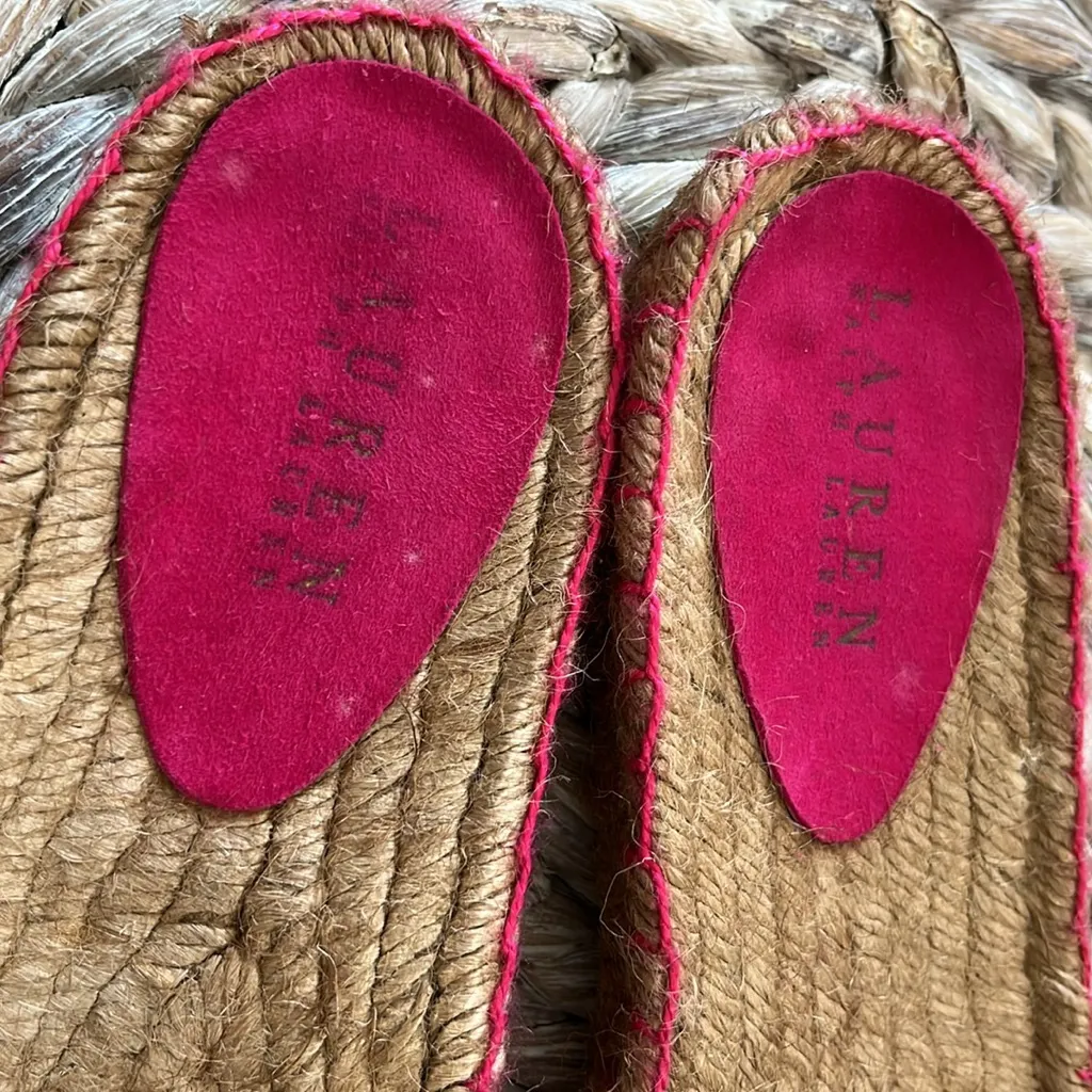 Lauren Ralph‎ Lauren Caliana Fuchsia Suede Espadrille Sandals Size 7.5 - Image 4