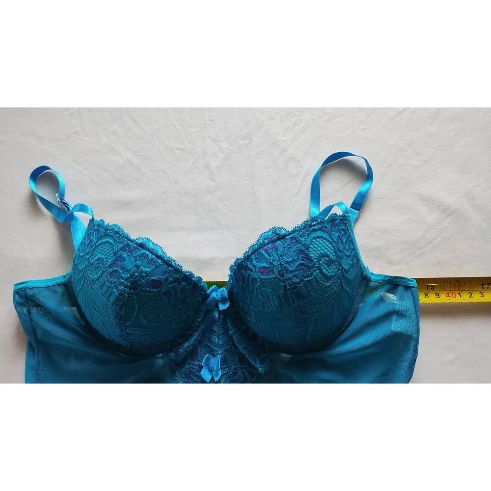 Escante Collection blue baby doll camisole lace details size Small - Image 7