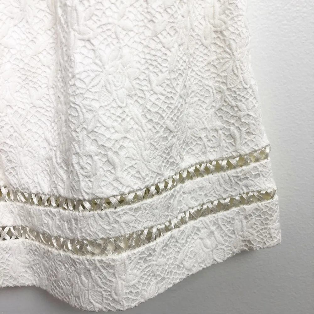 Guess Lace Floral Embroidered Fit & Flare Mini Flare Dress White Size 0 - Image 3