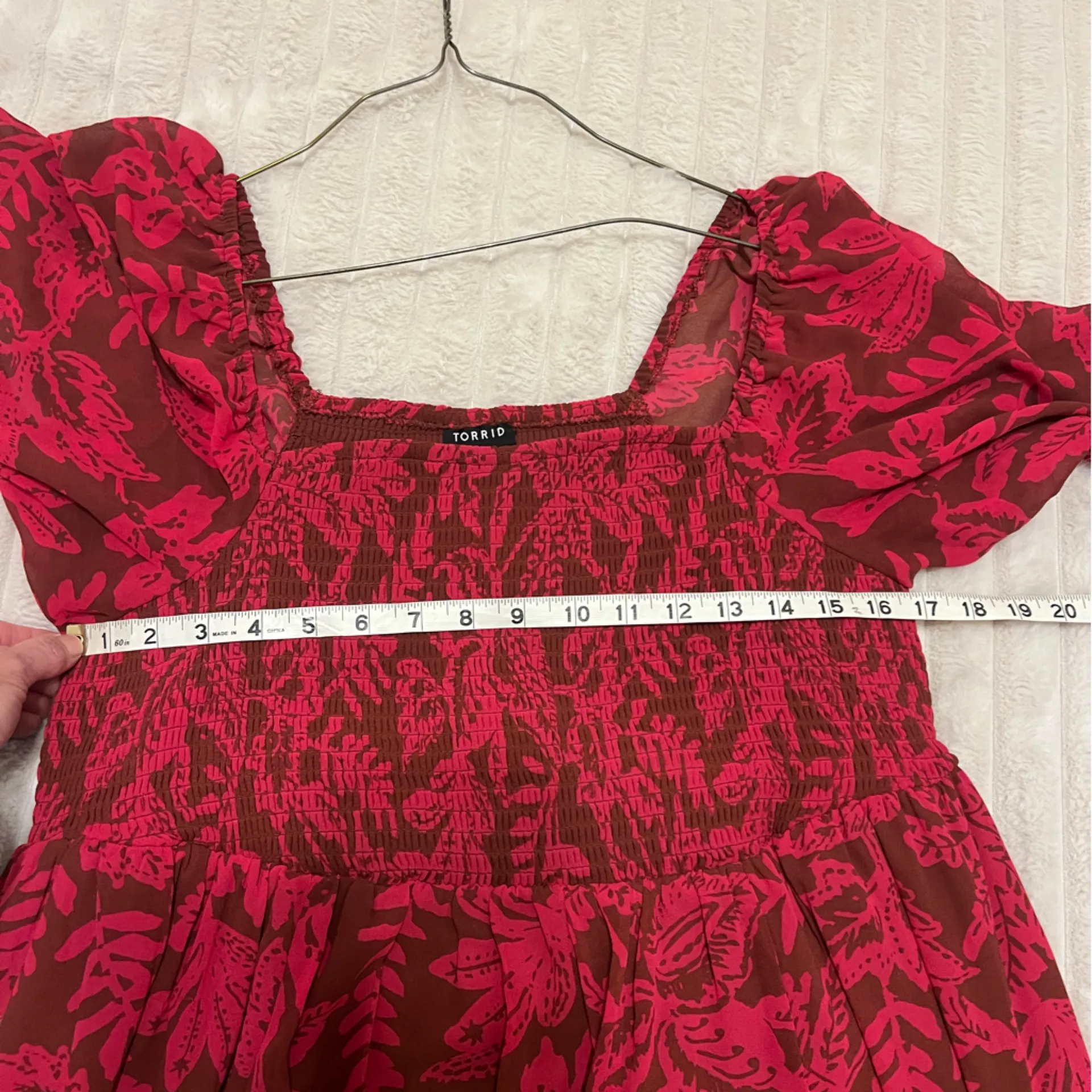 Torrid Tea Length Smocked Bodice A-Line Dress floral dress - Image 11