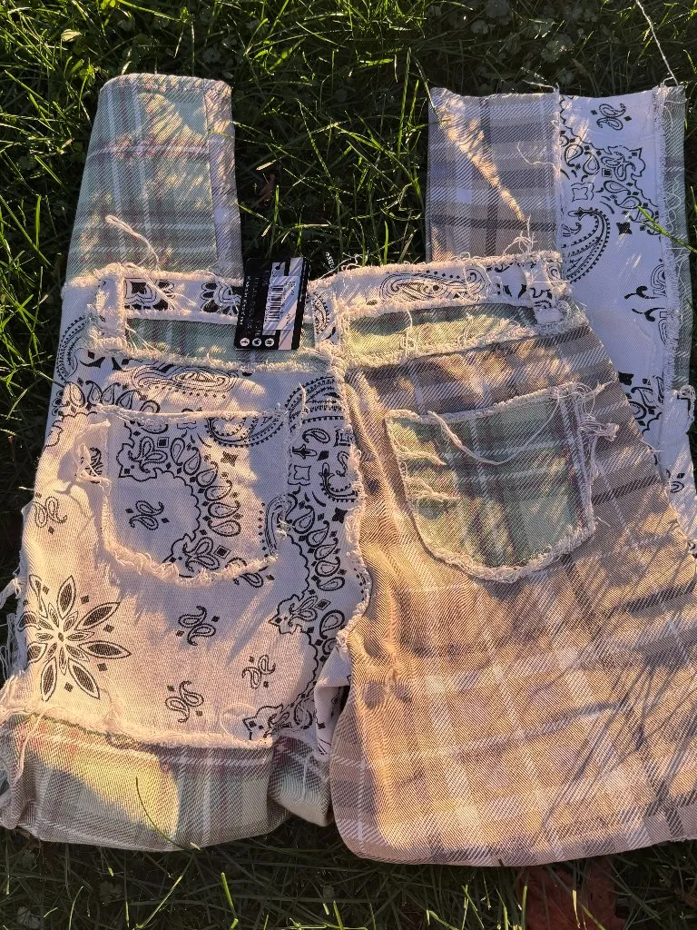 NWT Jaded London Green multi patchwork bandana boyfriend denim - Image 5