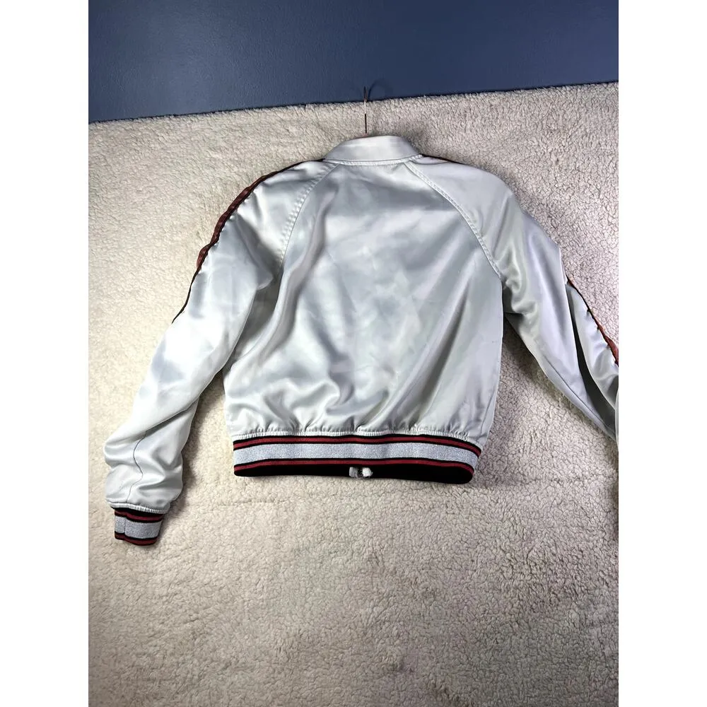 Vintage Express Bomber Jacket Women's Size XS Y2K 2000s Paris Hilton Roses - Image 3