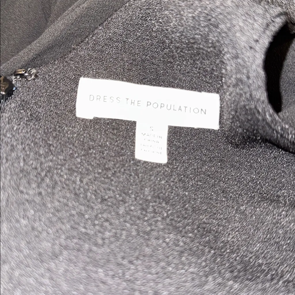 NEW Dress the Population Alicia Chiffon Plunging Mix Media Dress in black sz S - Image 6