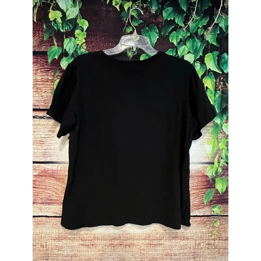Flax Classic Short Sleeve T-Shirt Black 100% Cotton Lounge Crewneck Women's XL - Image 2