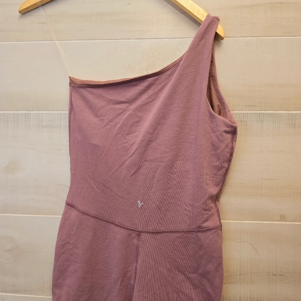 {M} Old Navy PowerChill One Shoulder 7/8 Body Jumpsuit Lark Blush Mauve - Image 10