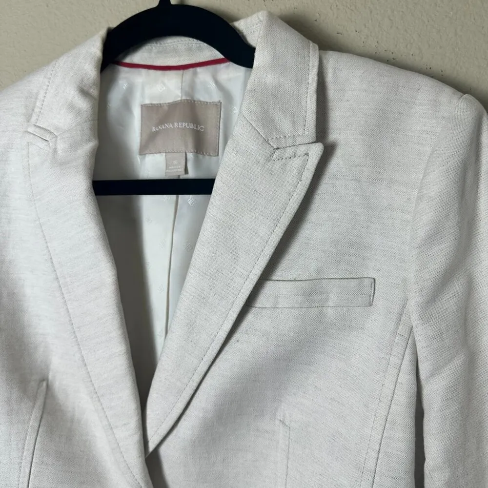 BANANA REPUBLIC Cream Linen 2 Button Size 6 Lined - Image 5