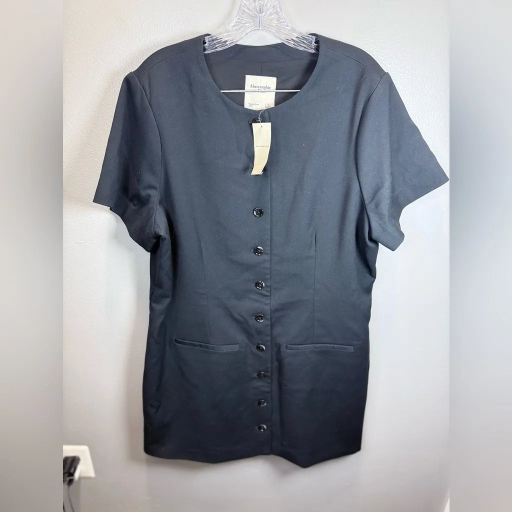 Abercrombie & Fitch NEW Women's Mara Short-Sleeve Mini Vest Dress Black‎ Size XL - Image 2