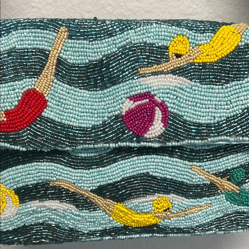 Sol and Mer Swimmers Beaded Shoulder Bag 🩵💛❤️ Blue - Image 3