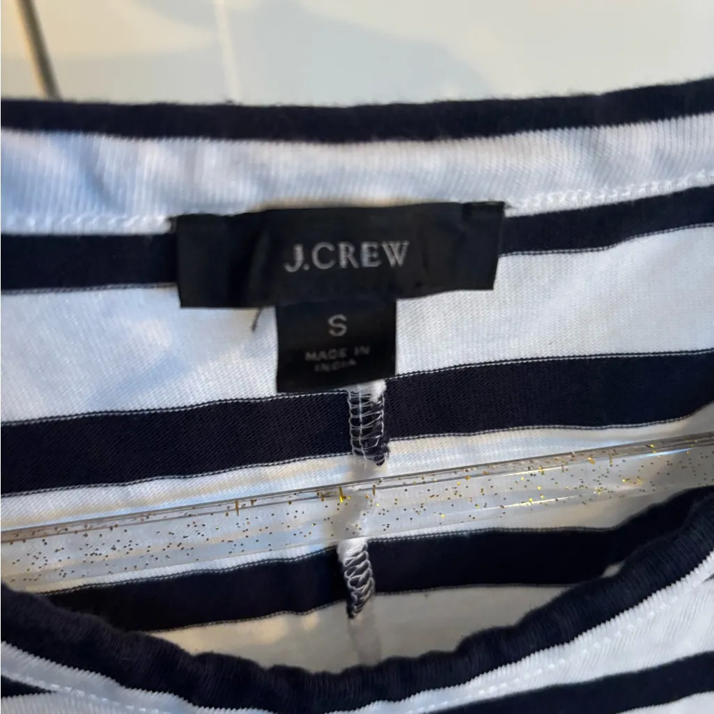 J. Crew Navy and White Striped Maxi Dress Cotton Nautical Preppy Classic Small - Image 5