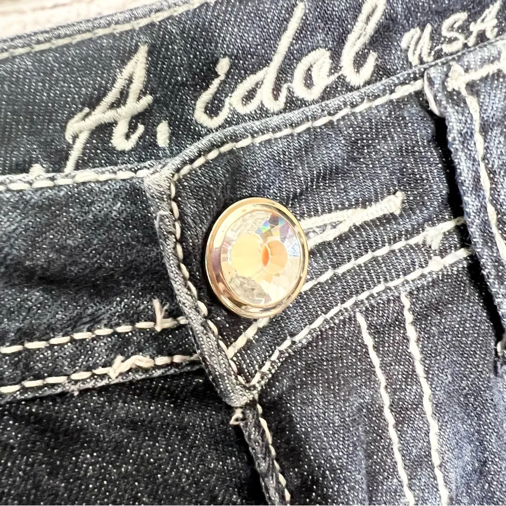 LA Idol Rhinestone Studded Denim Tall Bootcut Jeans Size 1 Inseam 34 Blue - Image 5