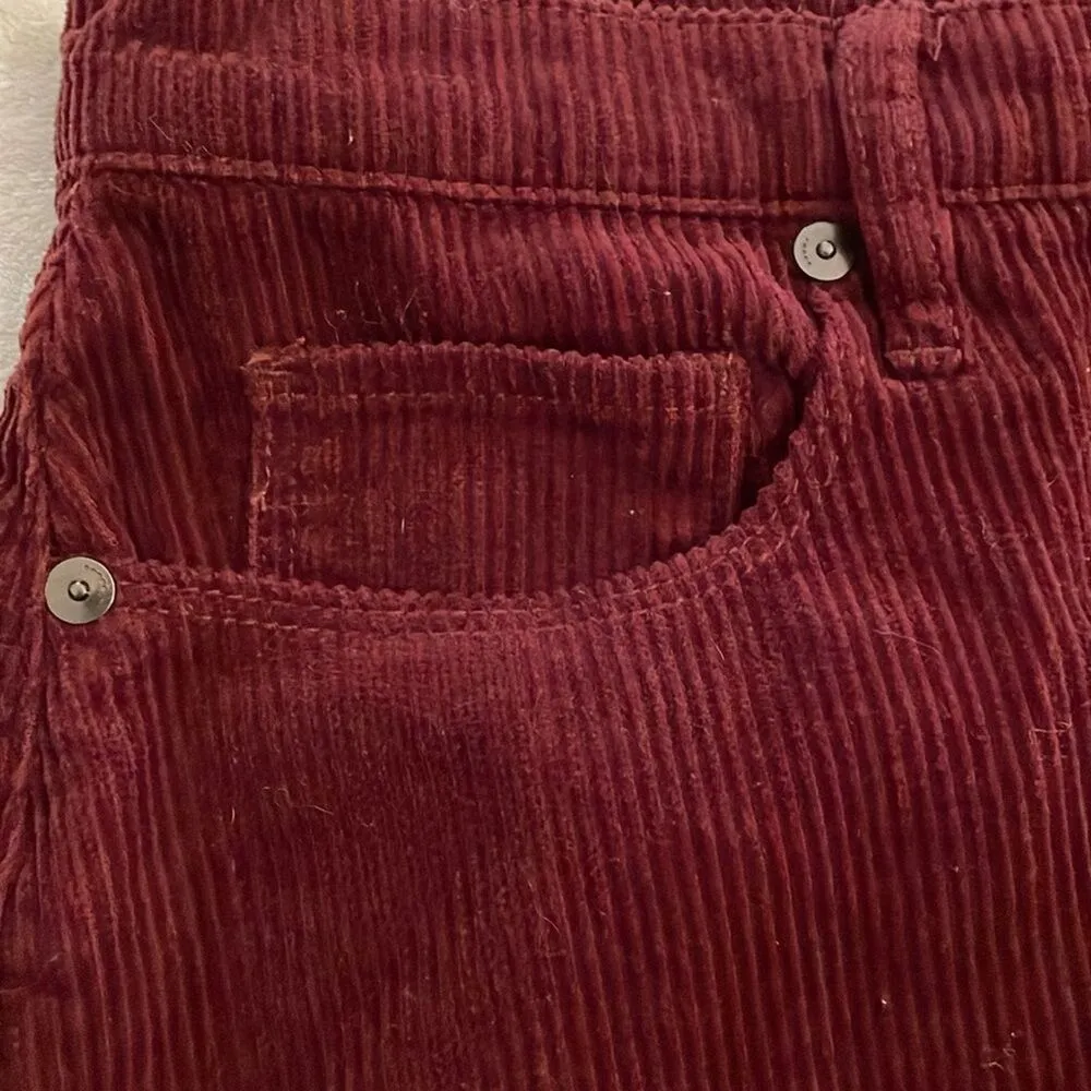 BLANKNYC Burgundy Red Atlas Jane Corduroy Mini Skirt Womens Size 30 Raw Hem Size L - Image 9