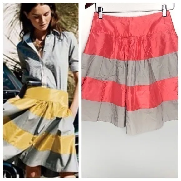 J. Crew factory taffeta rugby skirt striped silk Size 2 - Image 2