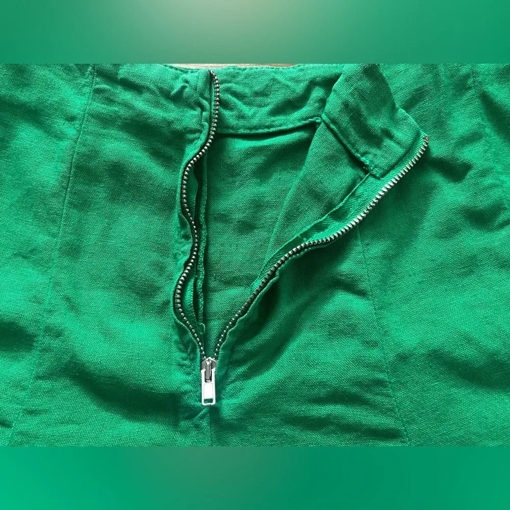 ZARA  Linen Blend Skirt Green Size M - Image 4