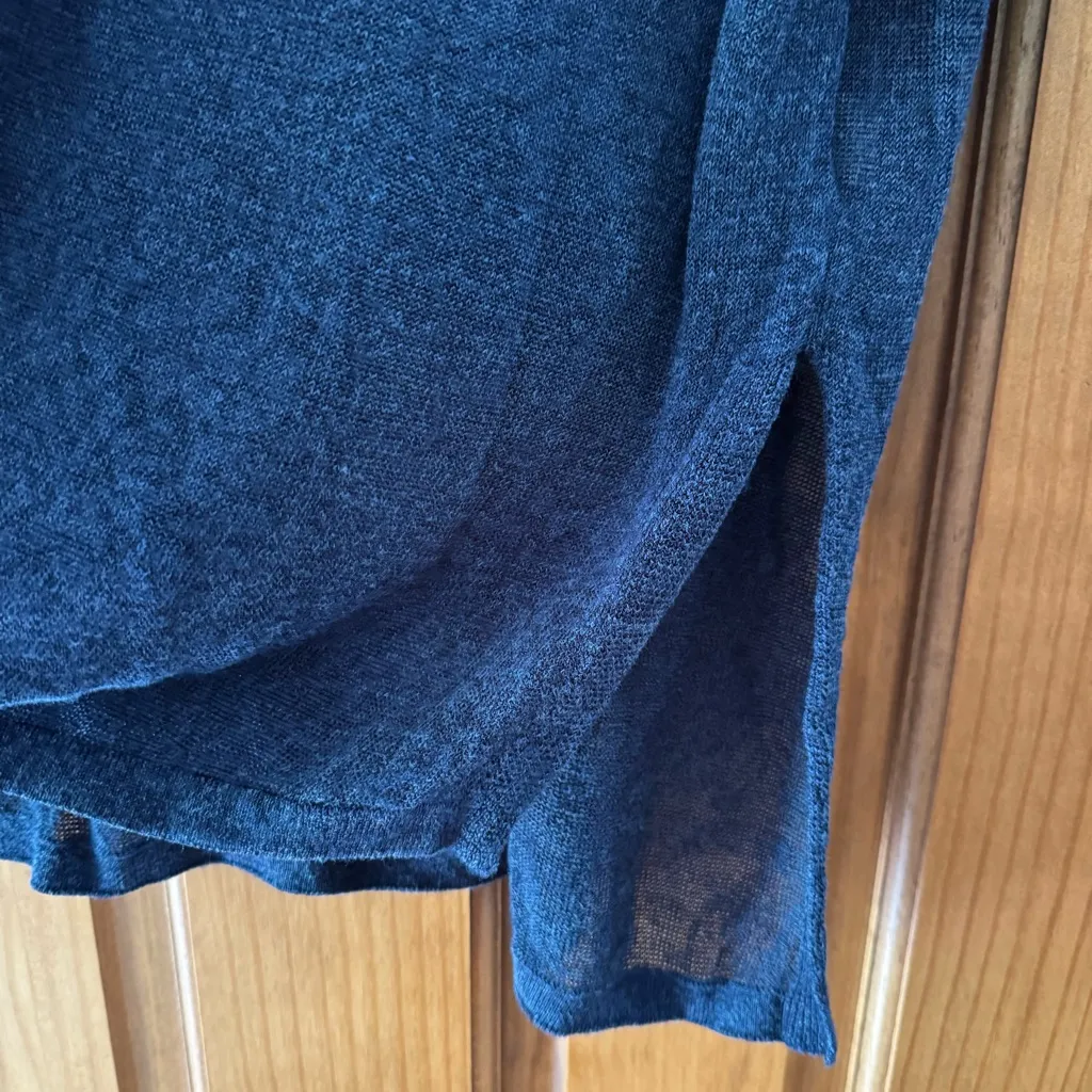 Pure Jill J Jill Dolman Blouse Women’s Medium Dark Navy Blue Linen Blend Top - Image 2