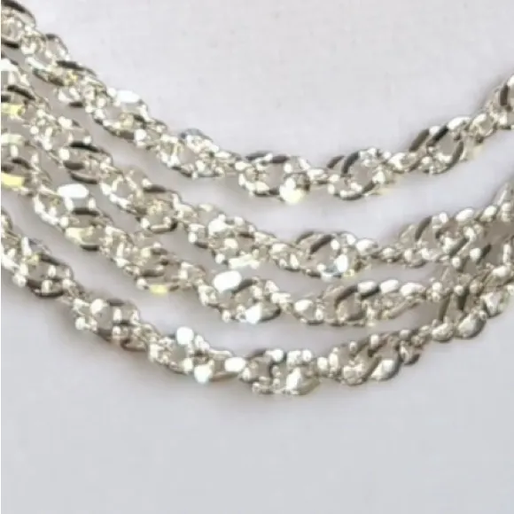 Milor Italy 925 Sterling Silver Heart Link Chain Necklace Italy - Image 6