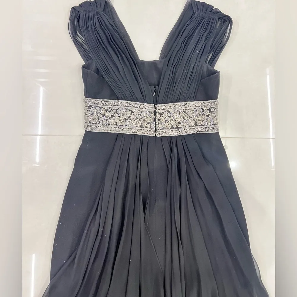 Marchesa Notte Black Maxi Silk Rhinestone beaded Gown Size 2 - Image 8