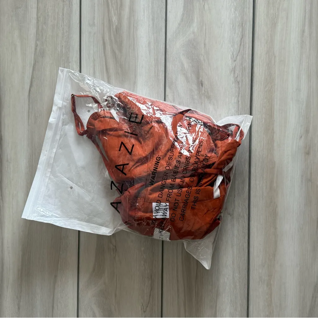 AZAZIE Desi Sheath Halter Corset Stretch Satin Dress Orange Size 12 NWT - Image 11