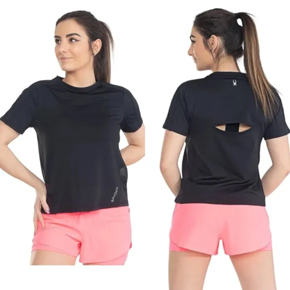 Spyder Active Black Short Sleeve with Mesh Sides - Image 2