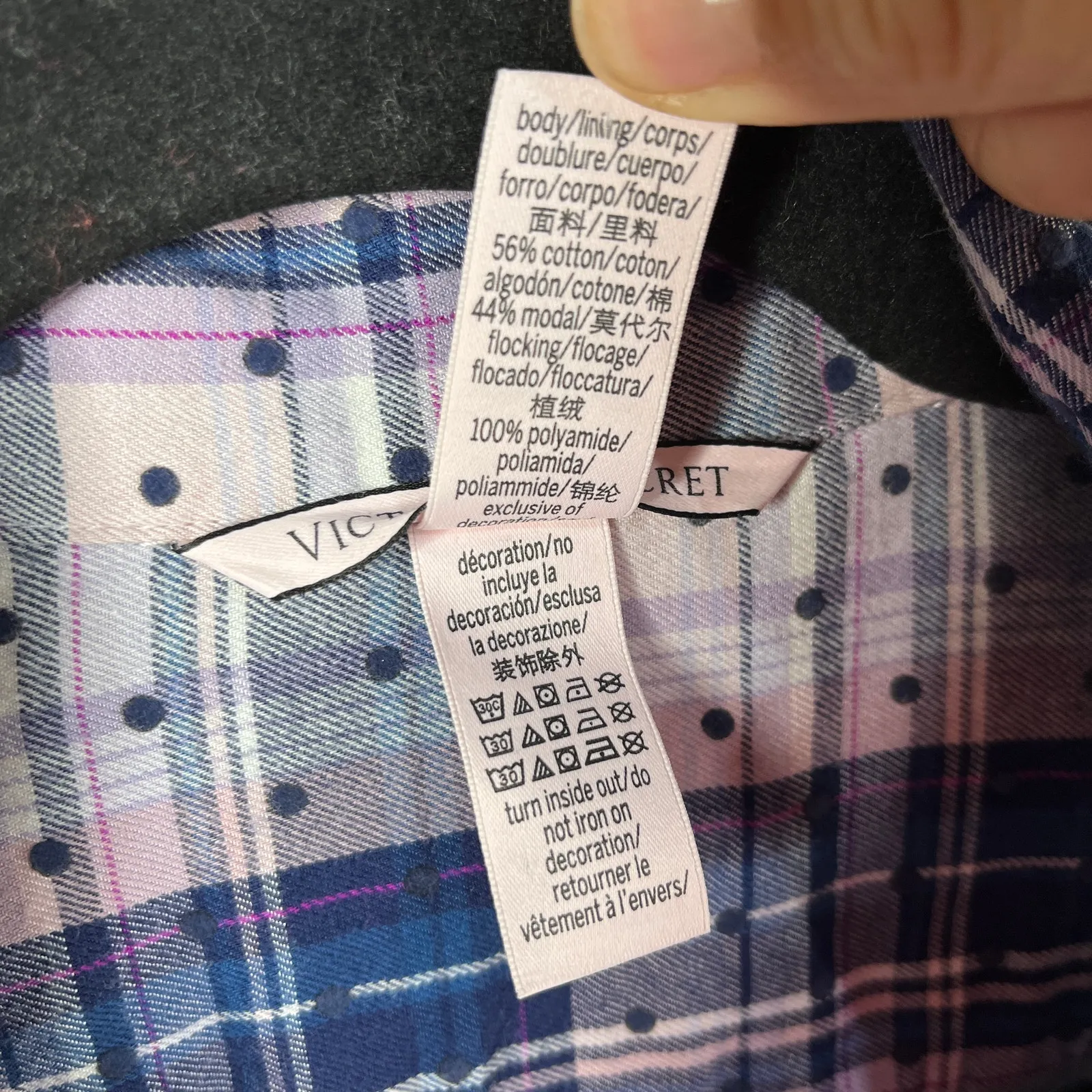 Victoria's Secret Women's Blue Purple Plaid Polka Dot Nightgown Size Small - Image 3