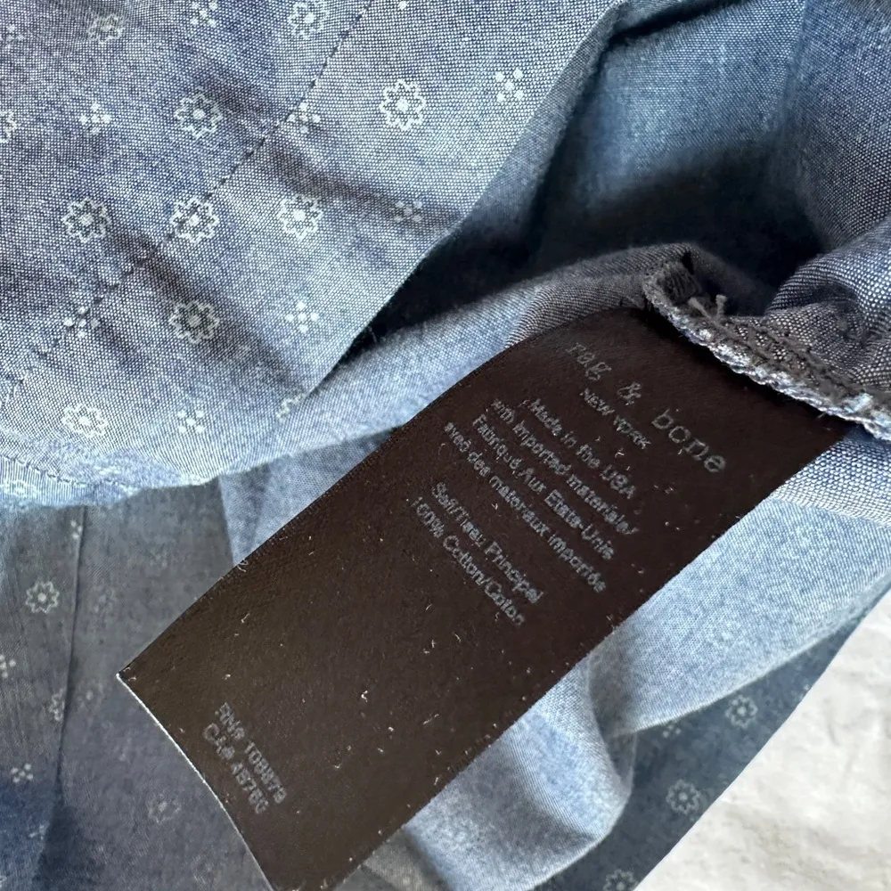 Rag & Bone Chambray Printed Daisy Shorts - Light Blue S - Image 8