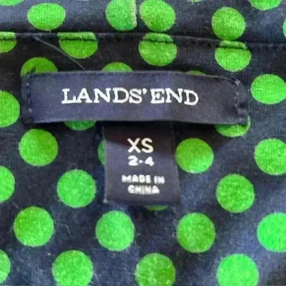Lands End Sleeveless Polka Dot Green and Navy Dress, Size XS (fits like a small) - Image 5