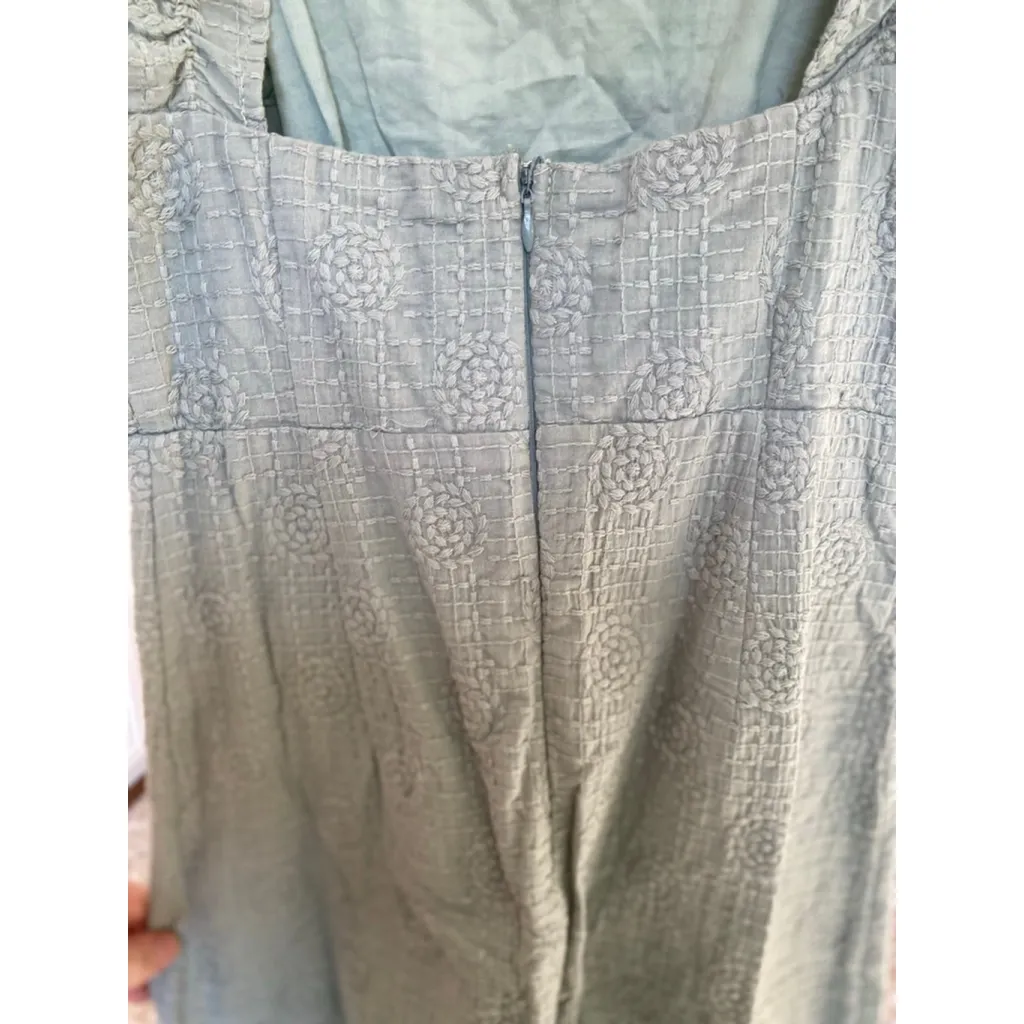 Selfie Leslie Sage Green Mini Dress Embroidered Ruffle Quiet Luxury Romantic XS - Image 7