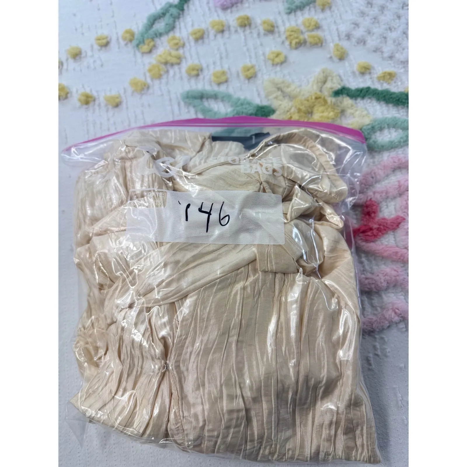 NBD Womens Cream Crinkle Wrap Tie Waist Long Sleeve Blouse Top Size S - Image 12