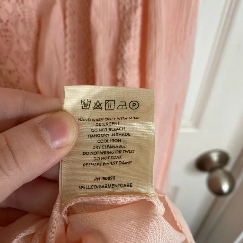 NWT Spell Cassie Lace Gown in Petal Size XS Bohemian Romantic Shabby Chic Pink - Image 12