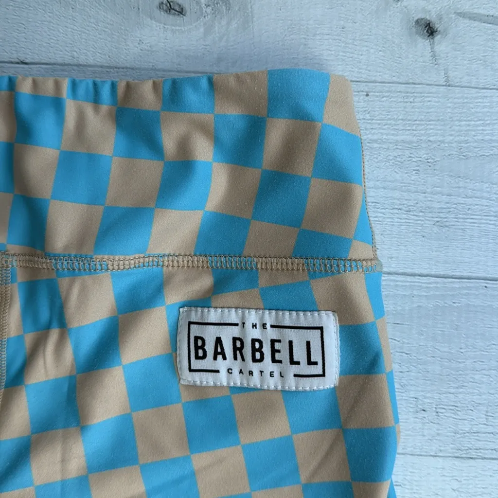 RARE The Barbell Cartel Comp Short 2.5” Blue and Beige Checker Print S - Image 7