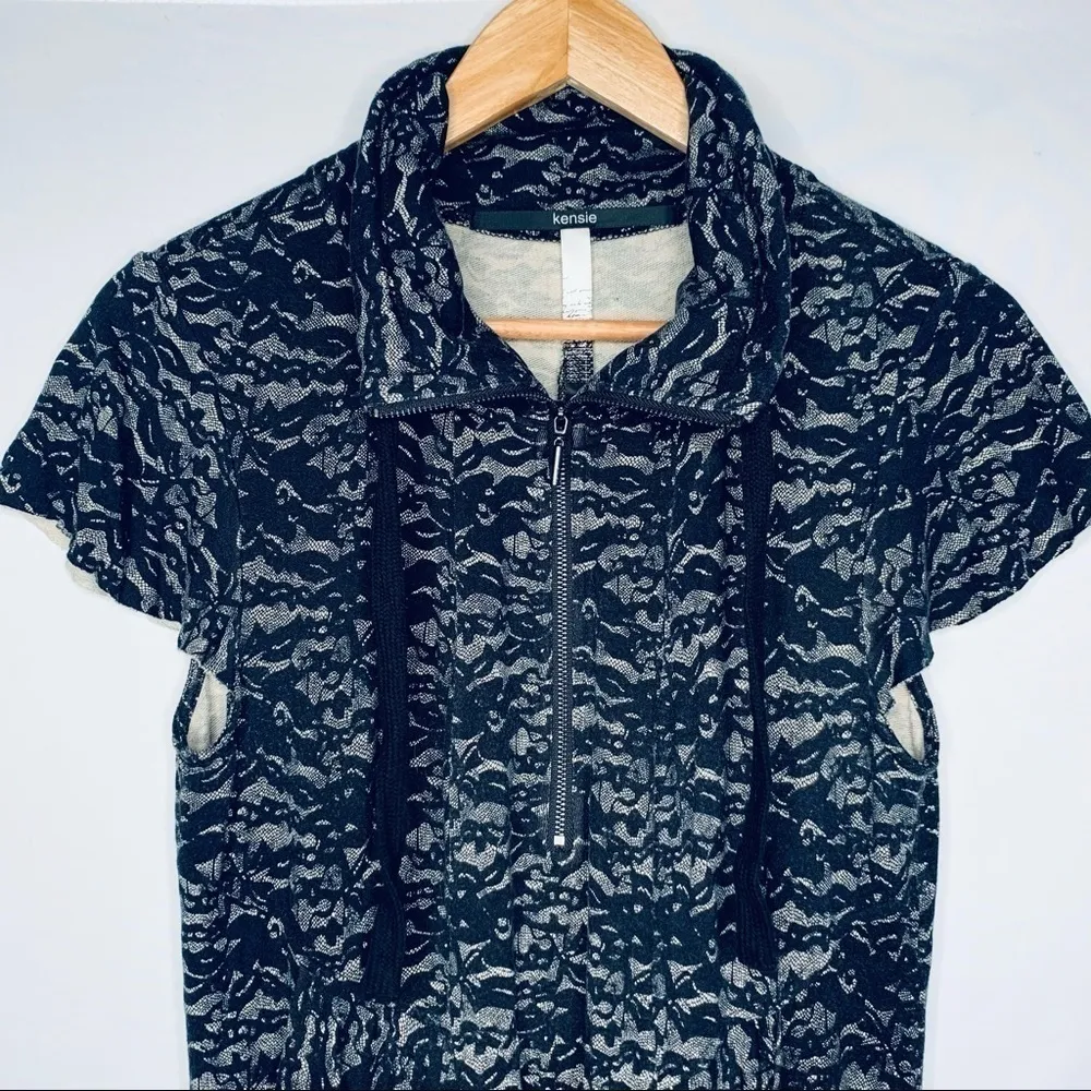 Kensie Black Lace Print Slouch Pocket Tunic Dress Size Medium - Image 9