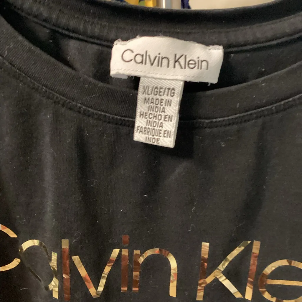 Calvin Klein Black Tee with Gold Accents - Image 3