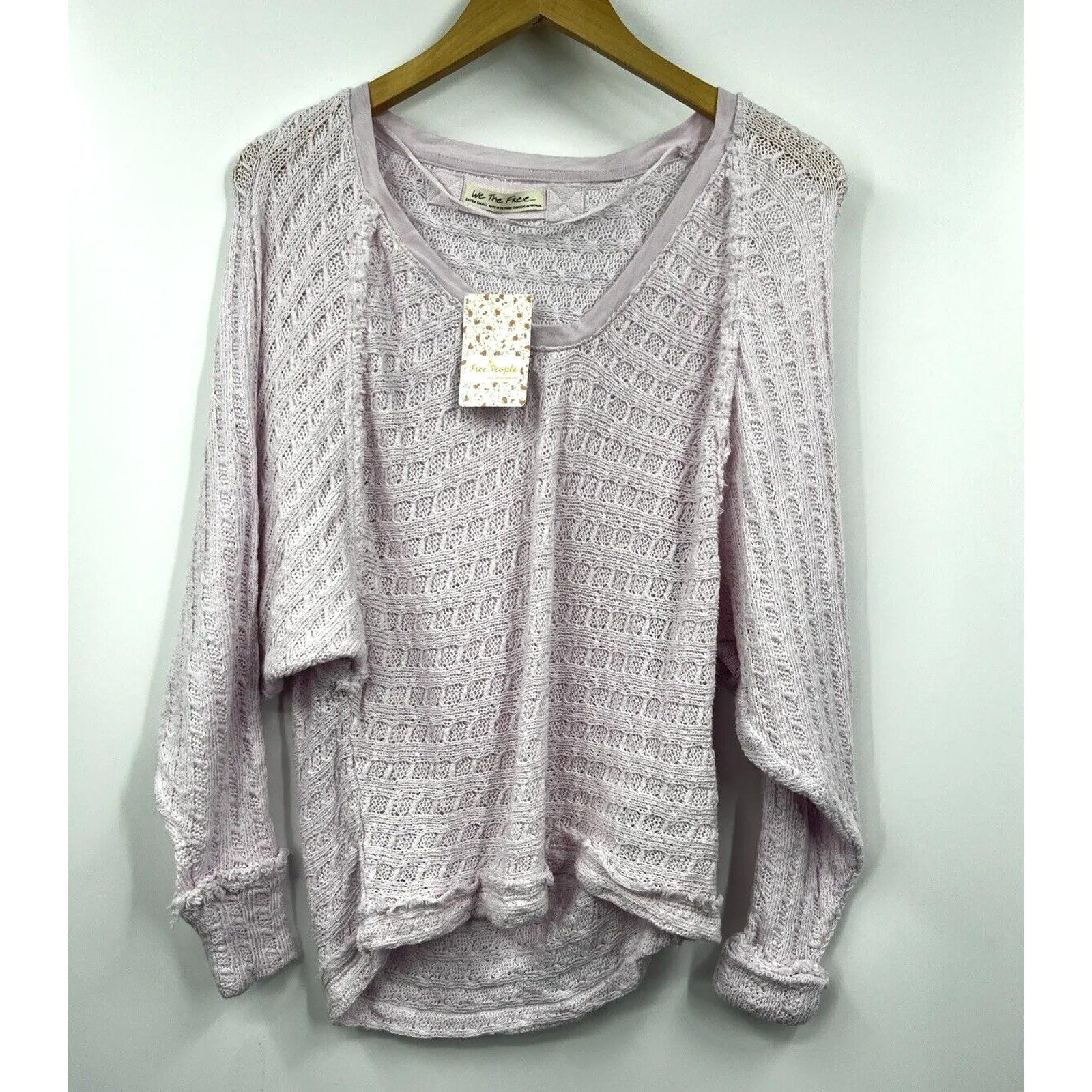 Free People Sweater‎ Womens Thien's Dolman Sleeve Pink V- Neck Size X-Small - Image 2