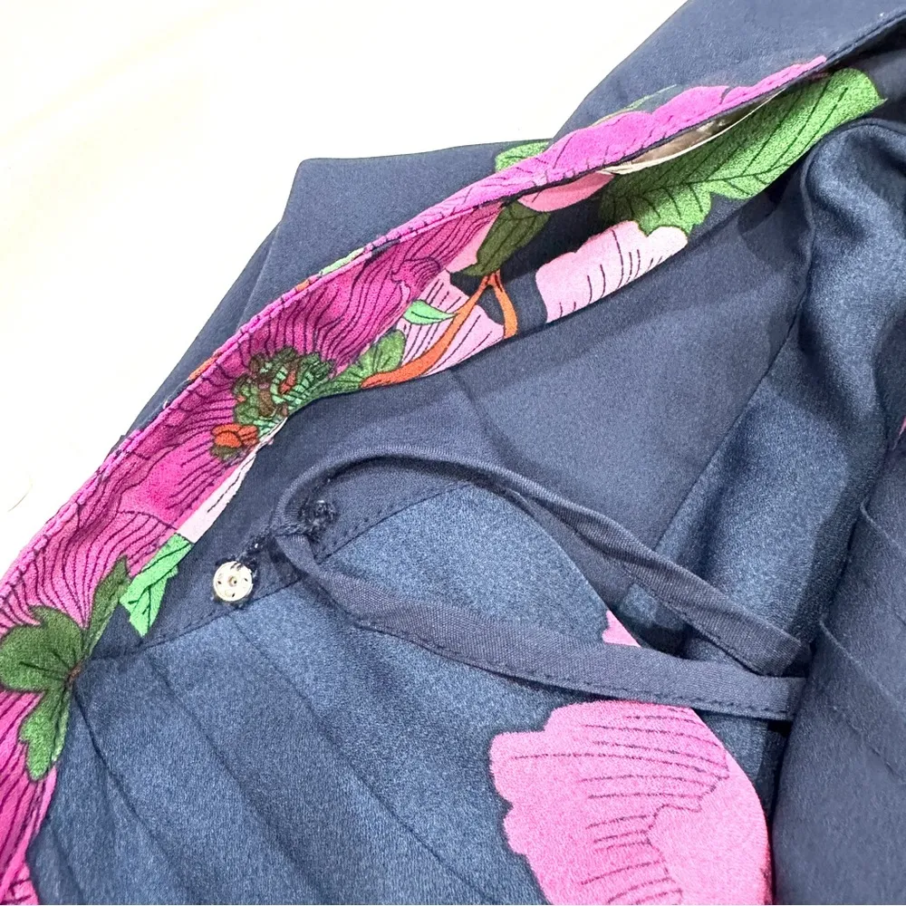 NWOT Nanette  Navy Blue Button Down Belted Floral Dress - Image 7