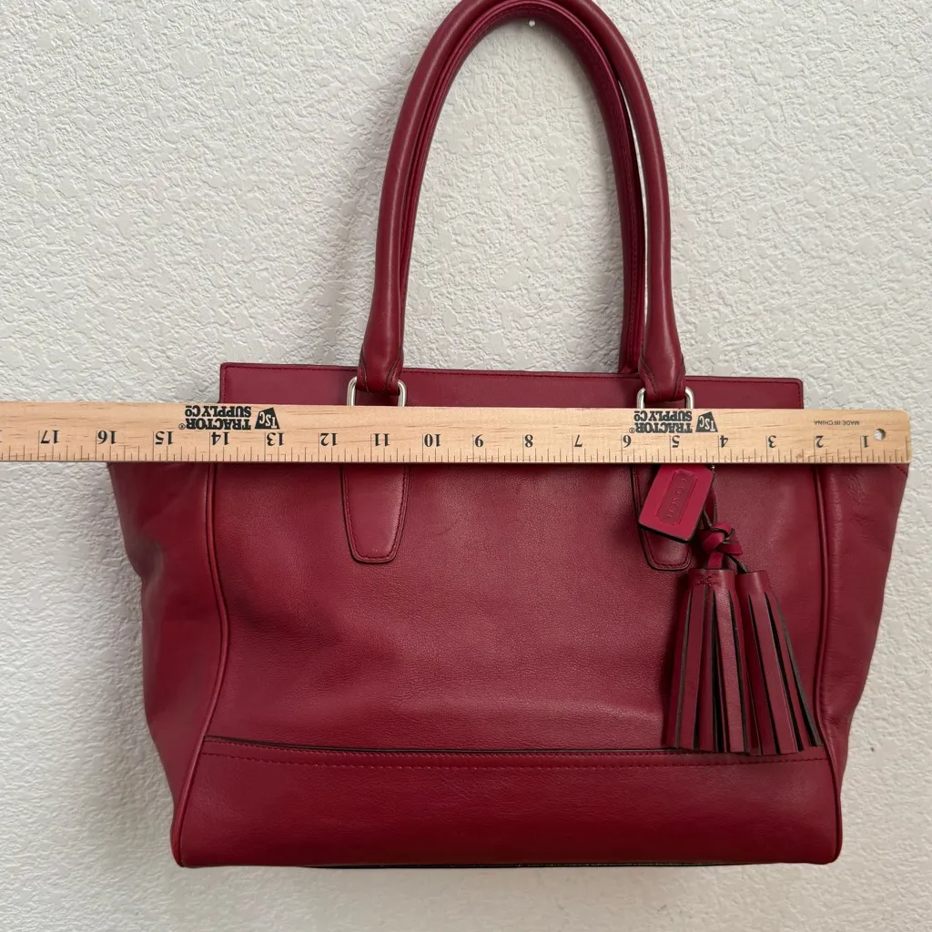 COACH 19890 Dark Red Leather Legacy Medium Candace Carryall Tote Shoulder Bag - Image 11