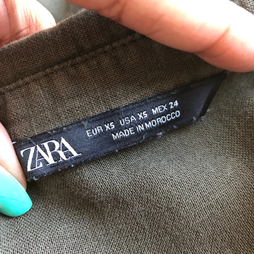 ZARA | Olive Green Bell Sleeve Button Down Tunic Top - Image 6