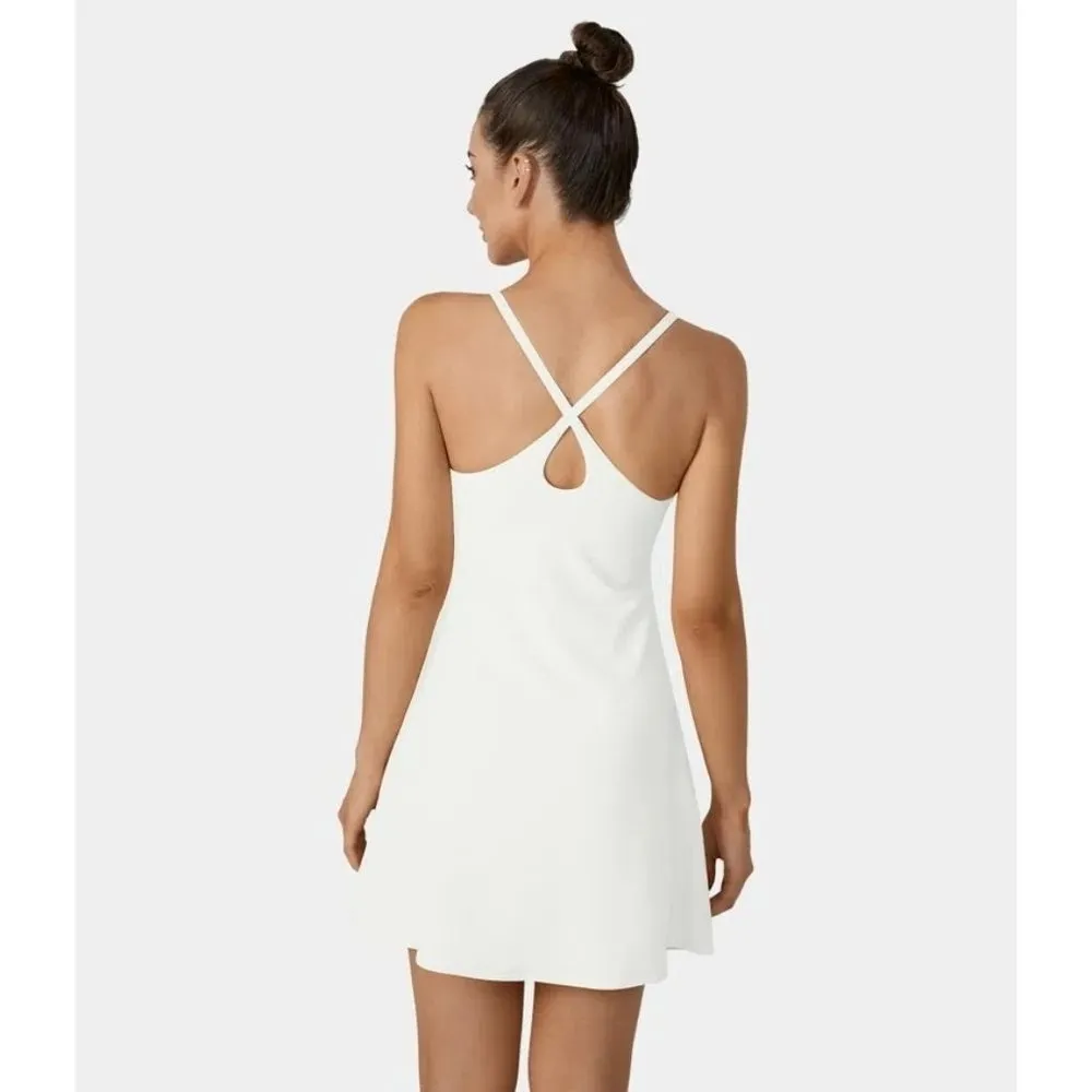 Halara Patitoff Flow Pet Hair Resistant 2-in-1 Flare Dress-Wannabe White M - Image 2