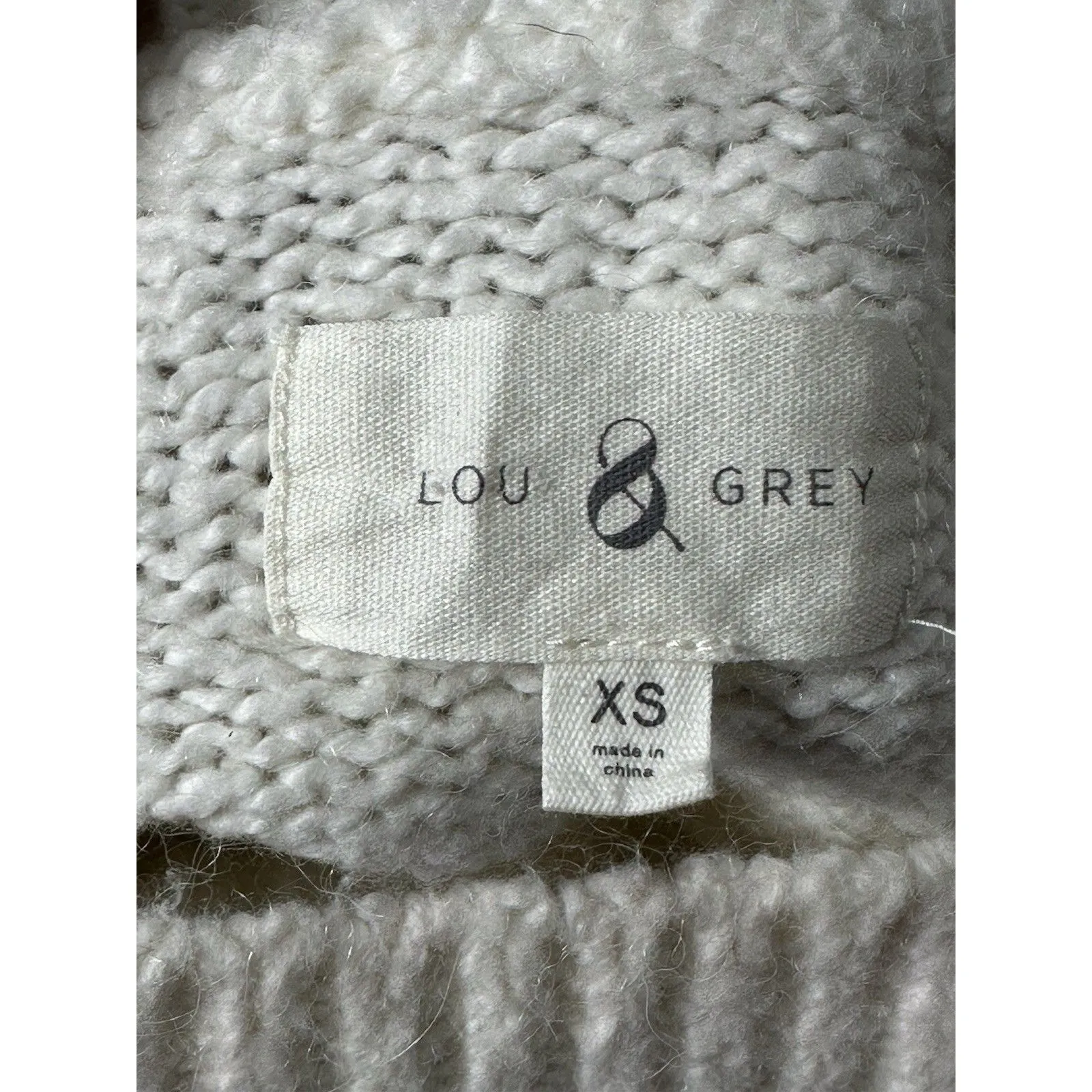 Lou & Grey "Ambitious" Script Mock Neck Sweater - Cream/Ivory - Size XS - Image 11
