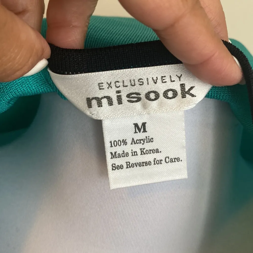 Exclusively Misook Turquoise White Colorblock Top - Image 7