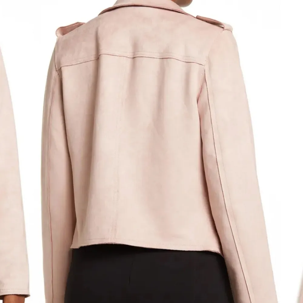 jacket cropped open moto faux suede blush size L - Image 2