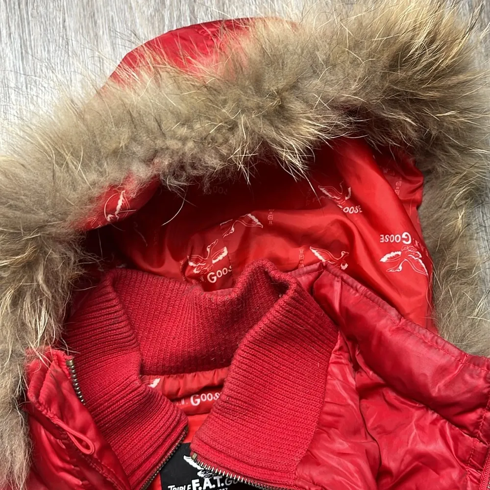 Triple F.A.T Goose Puffer Jacket w/ Fur Hood Size XXL Red - Image 12
