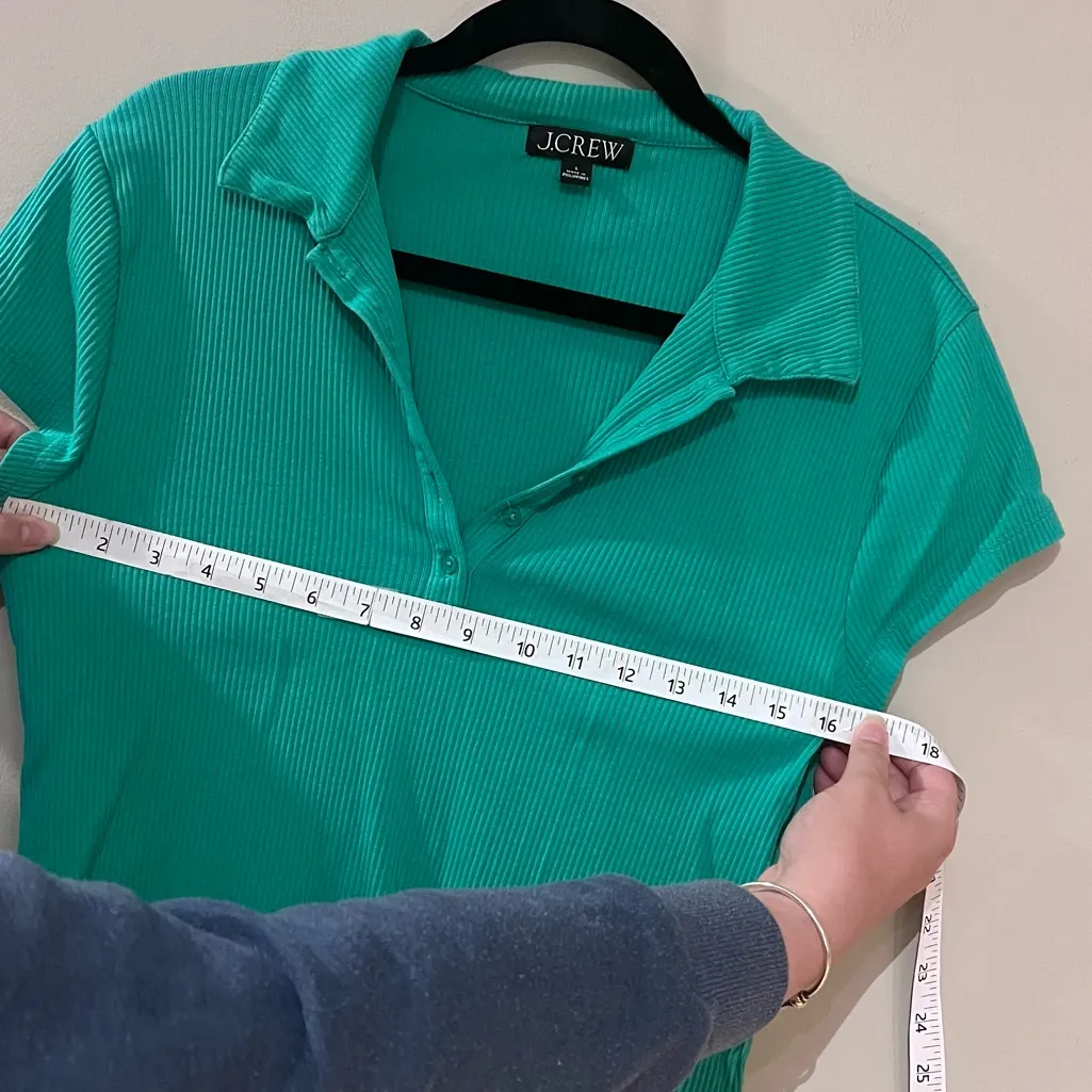 J. Crew Green Ribbed Short Sleeve Polo - Image 5
