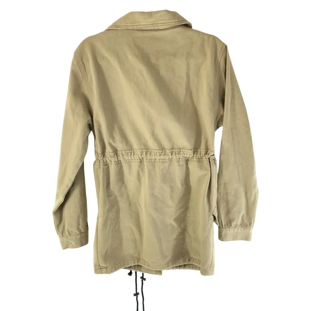 Some Days Lovin Womens Jacket Denim Utility Asymmetric Full Zip Beige XS - Image 3