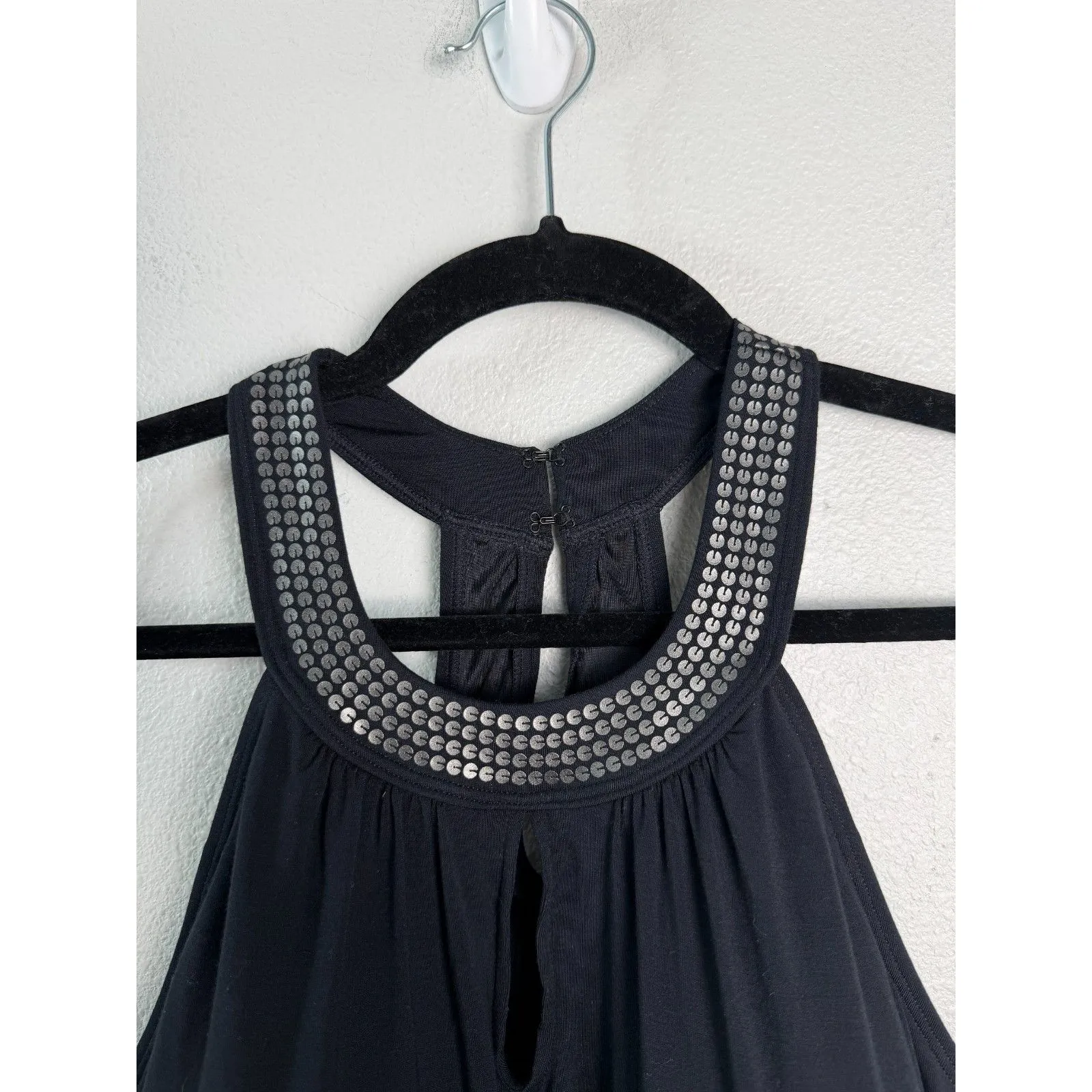 Amoena Sequin Top High Neck Key Hole Black Size Medium NEW with Tags - Image 4